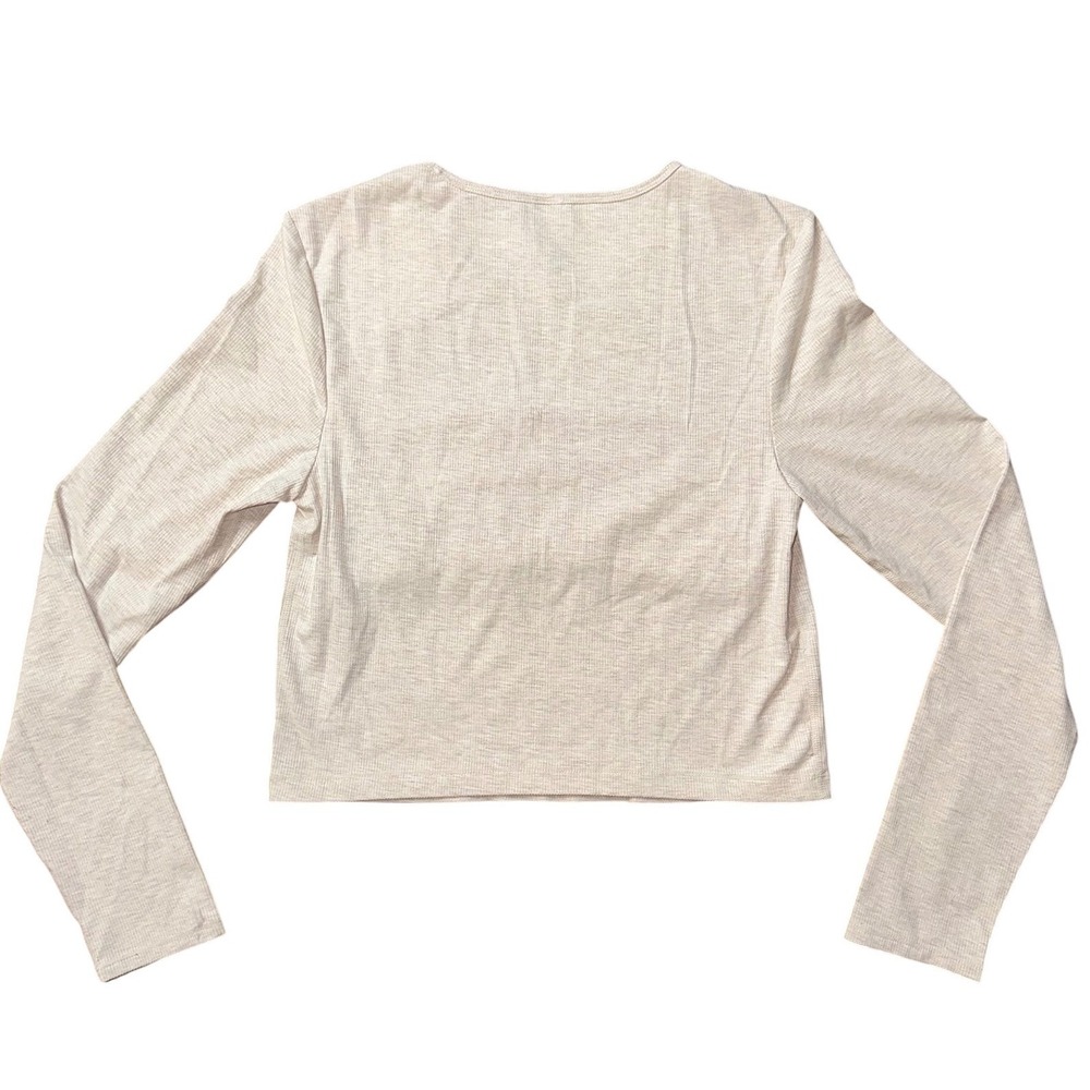 Yogalicious Heavenly Rib Kathleen Crop Long Sleeve Top Nacreous Cloud L LSY92868 - Picture 2 of 12